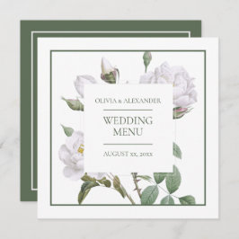 Witte Rozen Elegant Bloemen Bruiloft Menu