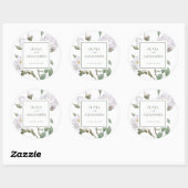 Witte Rozen Elegant Bloemen Bruiloft Ronde Sticker (Vel)