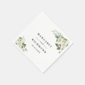 Witte Rozen Elegant Bloemen Bruiloft Servet (Hoek)