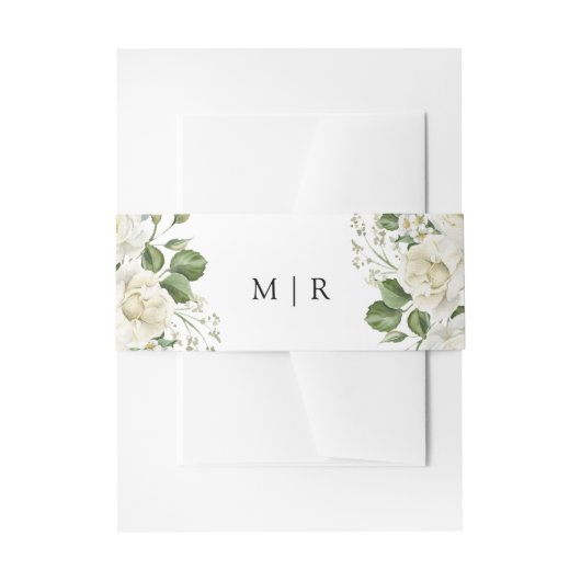 Witte Rozen Elegant Bloemen Bruiloft Uitnodigingen Wikkel (Voorkant Voorbeeld)