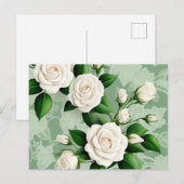 Witte rozen Elegant op groen Briefkaart (Voorkant / Achterkant)