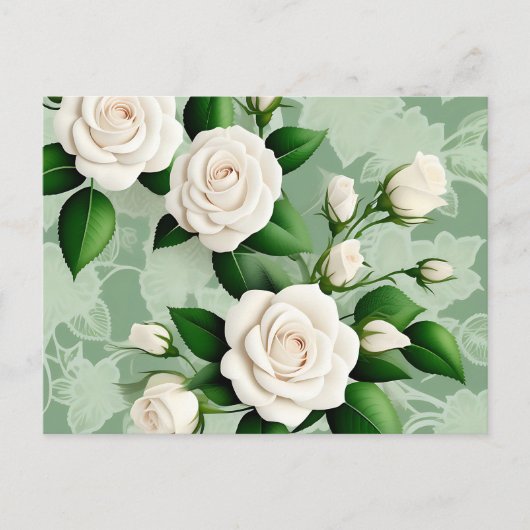 Witte rozen Elegant op groen Briefkaart (Voorkant)