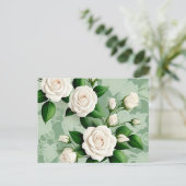 Witte rozen Elegant op groen Briefkaart (Staand voorkant)