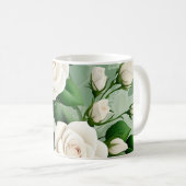 Witte rozen Elegant op groen Koffiemok (Voorkant rechts)