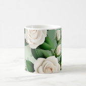Witte rozen Elegant op groen Koffiemok (Center)