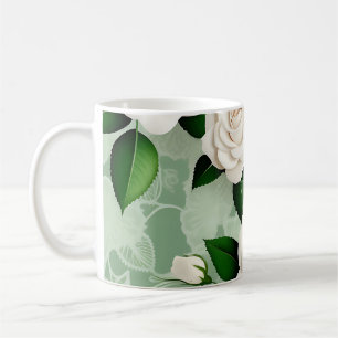 Witte rozen Elegant op groen Koffiemok
