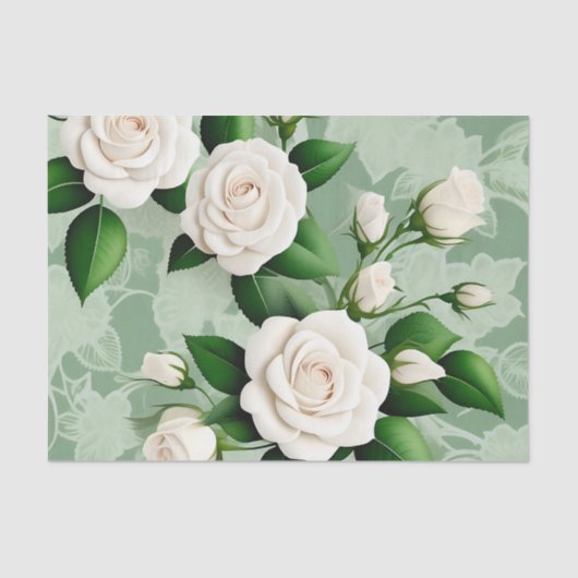 Witte rozen Elegant op groen Tissuepapier (Voorkant)