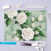 Witte rozen Elegant op groen Tissuepapier (Craft)