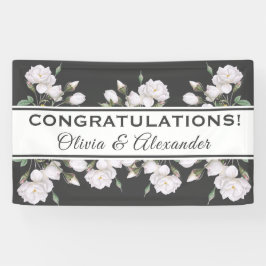 Witte Rozen Elegante Bloemen Bruiloft Banner