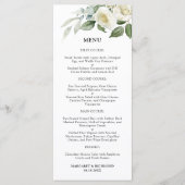 Witte Rozen Elegante Bloemen Trouwmenu Menu (Voorkant)