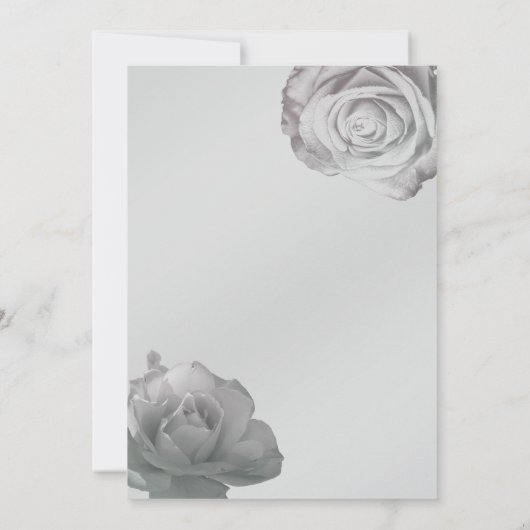 Witte Rozen Elegante Bloemen Zilver Grijs Huwelijk Kaart (Achterkant)