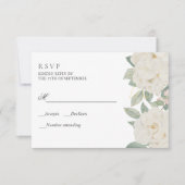 WITTE ROZEN ELEGANTE Botanische BRUILOFT RSVP (Voorkant)