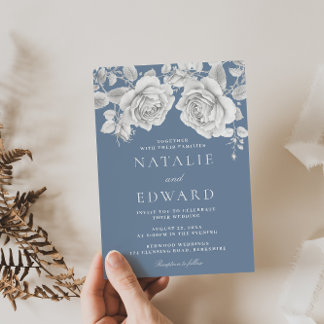  witte rozen elegante bruiloft kaart