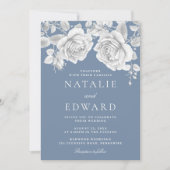  witte rozen elegante bruiloft kaart (Voorkant)