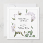 Witte Rozen Elegante bruiloft repetitie diner Kaart (Voorkant)