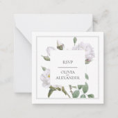 Witte Rozen Elegante bruiloft RSVP-kaart Notitiekaartje (Voorkant)