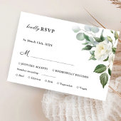 Witte Rozen Elegante Waterverf Bloemen Huwelijk RS RSVP Kaartje