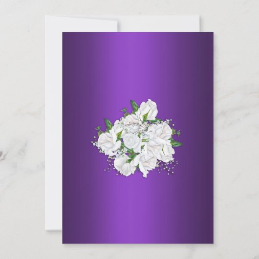 Witte Rozen Elegantie Paarse bruiloft uitnodiging (Achterkant)
