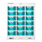 Witte rozen en Aqua Elegant Wedding Etiket (Full Sheet)