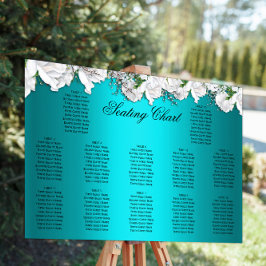 Witte rozen en Aqua Floral Wedding Poster