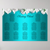 Witte rozen en Aqua Floral Wedding Poster (Voorkant)