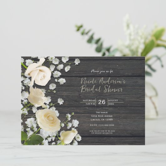 Witte rozen en babyluiers op Vrijgezellenfeest Kaart (Staand voorkant)