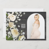 Witte rozen en babyluiers op Vrijgezellenfeest Kaart (Achterkant)