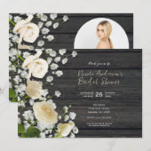 Witte rozen en babyluiers op Vrijgezellenfeest Kaart (Voorkant / Achterkant)