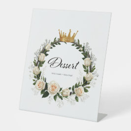 Witte rozen en Baby's ademdessert Reclamebord Met Voetstuk