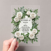 Witte Rozen en Baby's Breath Acryl Bruiloft Uitnodigingen (Insitu (Draagbaar))