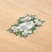 Witte Rozen en Baby's Breath Acryl Bruiloft Uitnodigingen (Laagn)