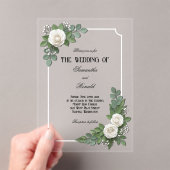 Witte Rozen en Baby's Breath Acryl Bruiloft Uitnodigingen (Insitu (Draagbaar))