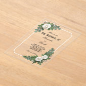 Witte Rozen en Baby's Breath Acryl Bruiloft Uitnodigingen (Laagn)