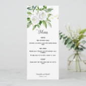 Witte Rozen en Baby's Breath Bruiloft Menu Kaart (Staand voorkant)