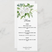 Witte Rozen en Baby's Breath Bruiloft Menu Kaart (Voorkant / Achterkant)