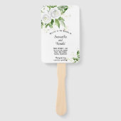 Witte Rozen en Baby's Breath bruiloft programma Handwaaier (Voorkant)