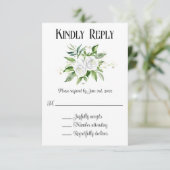 Witte Rozen en Baby's Breath Bruiloft RSVP-kaart Kaart (Staand voorkant)
