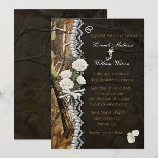 Witte rozen en Camo Kaart (Voorkant / Achterkant)