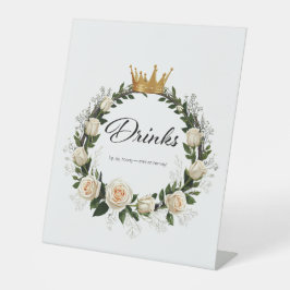 Witte rozen en de adem van Baby Drink Reclamebord Met Voetstuk