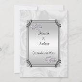 Witte rozen en diamanten trouwringen kaart (Voorkant)