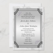 Witte rozen en diamanten trouwringen kaart (Achterkant)