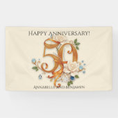 Witte rozen en edelstenen Gouden 50e Jubileum Spandoek (Horizontaal)