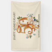 Witte rozen en edelstenen Gouden 50e Jubileum Spandoek (Verticaal)