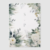 Witte rozen en eucalyptusrand vellum uitnodigingen (Voorkant)