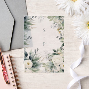 Witte rozen en eucalyptusrand vellum uitnodigingen