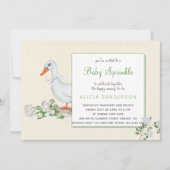 Witte rozen en gans baby strooi uitnodiging (Voorkant)