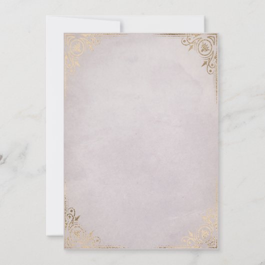 Witte Rozen en Gouden  Lavendel Quinceanera Kaart (Achterkant)