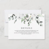 Witte Rozen en groen bloemenbruiloft Details RSVP Kaartje (Voorkant)