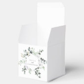 Witte Rozen en groen bloemenbruiloft monogram Bedankdoosjes (Geopend)