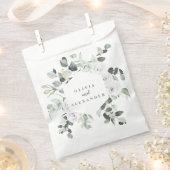 Witte Rozen en groen bloemenbruiloft monogram F Bedankzakje (Geknipt)